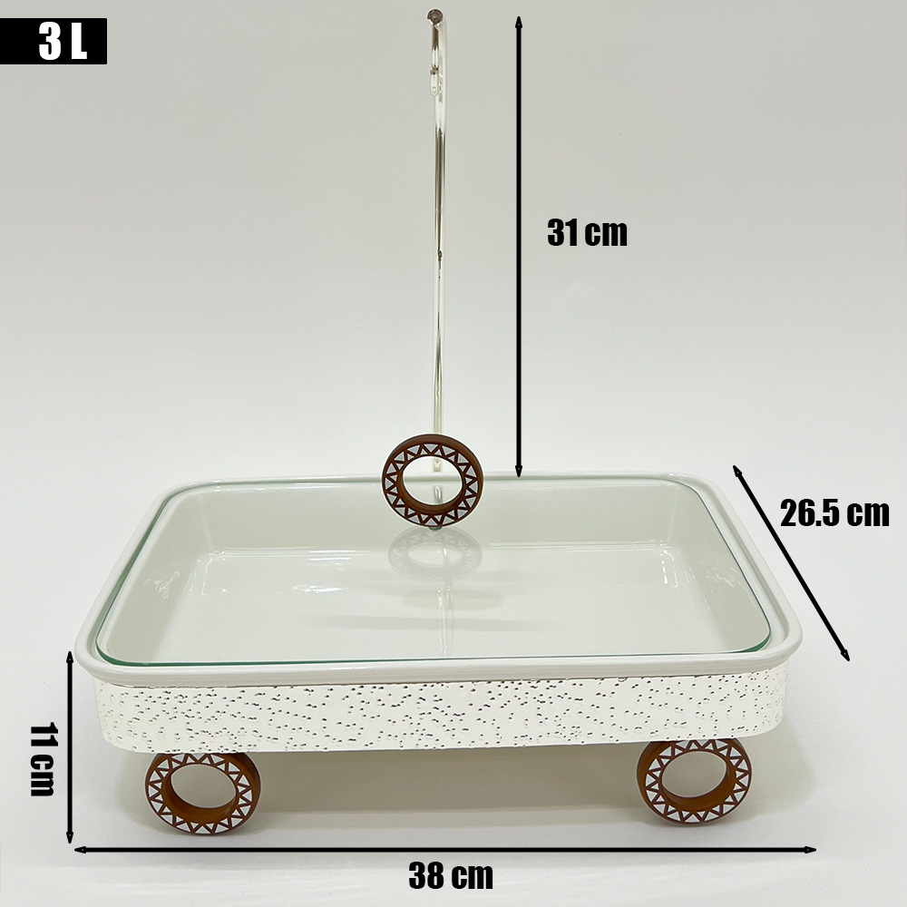 سخان طعام مع غطاء زجاجي علوي سعة 3 لتر