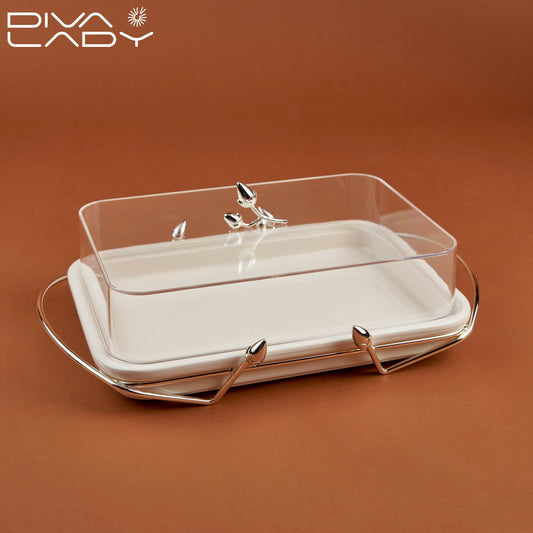 طبق تقديم مع غطاء صغير