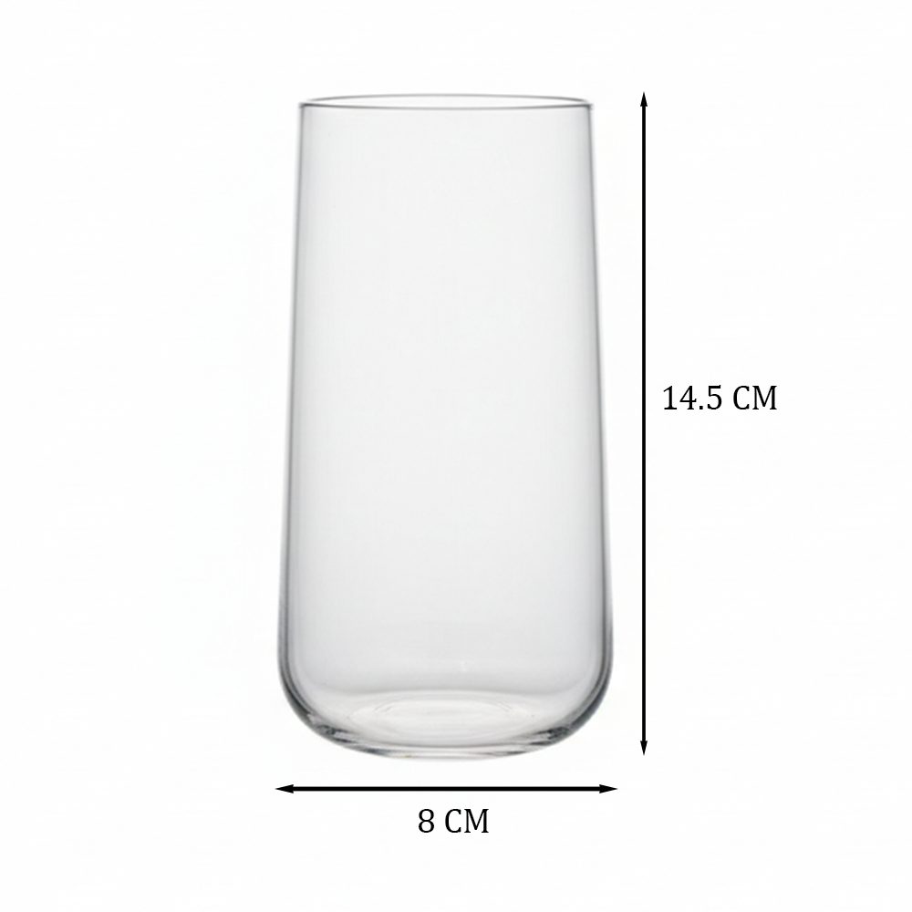 طقم أكواب زجاجية طويلة شفافة 500 مل 4 قطع