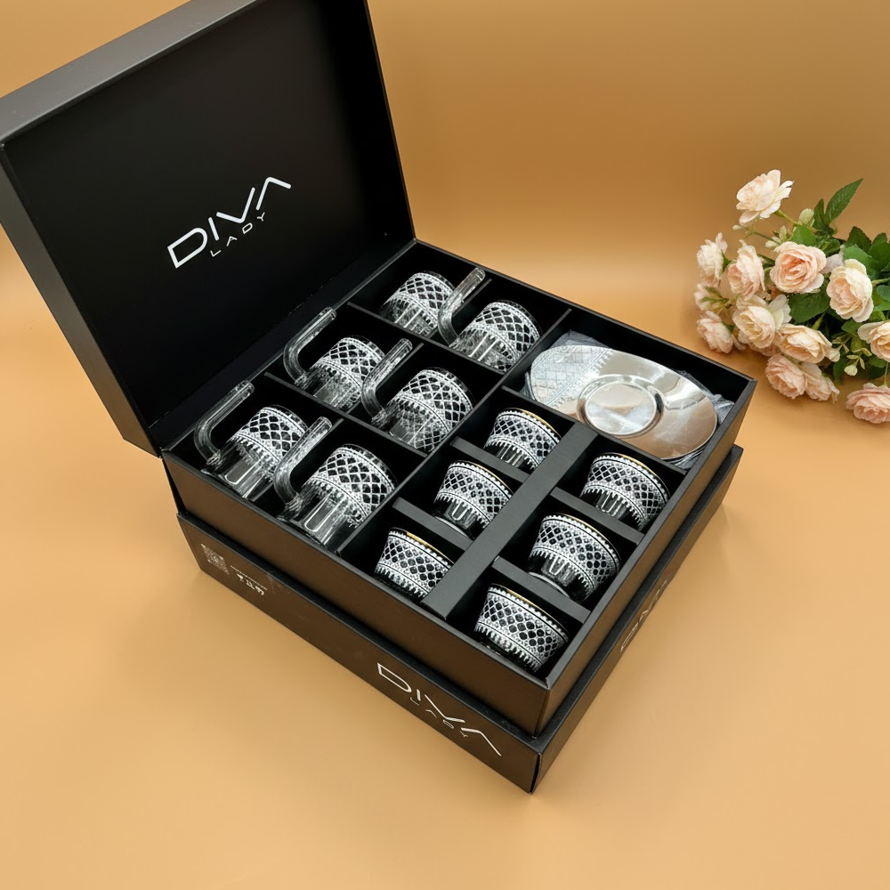 طقم استكانة وفنجان 18قطعة Diva Lady