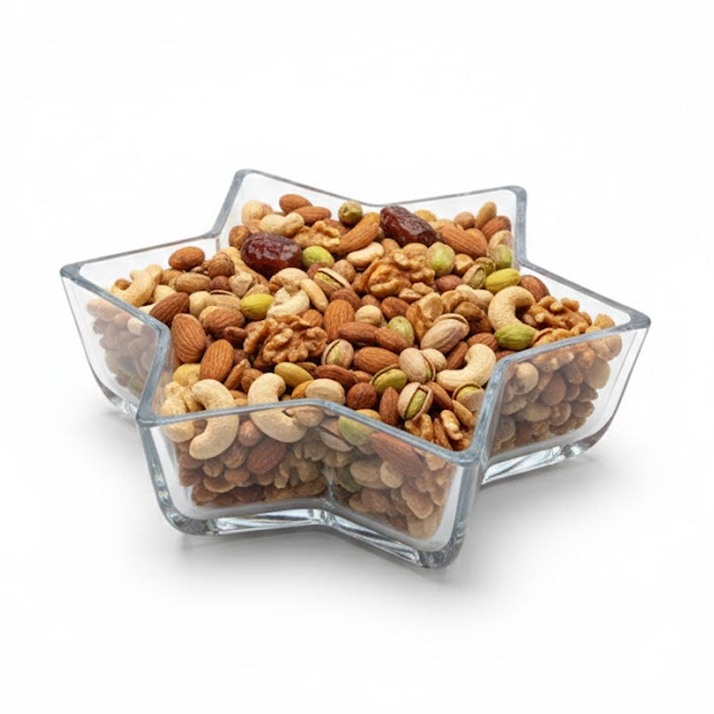 صحن تقديم نجمي زجاجي للحلوى والمكسرات