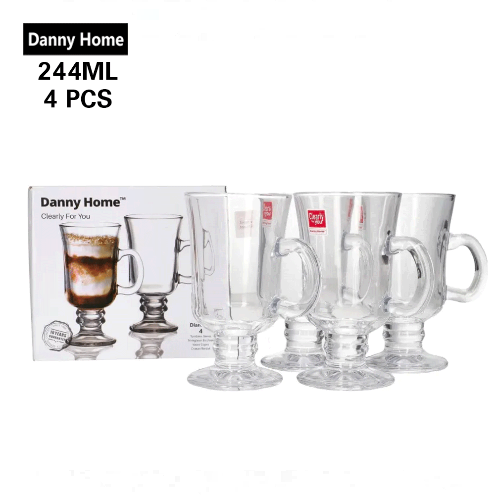 أكوب لاتيه زجاجي ٤ قطع ٢٤٤ ملي Danny Home