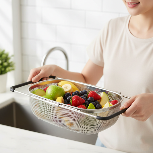 مصفاة الفولاذ المقاوم للصدأ القابلة للتمدد