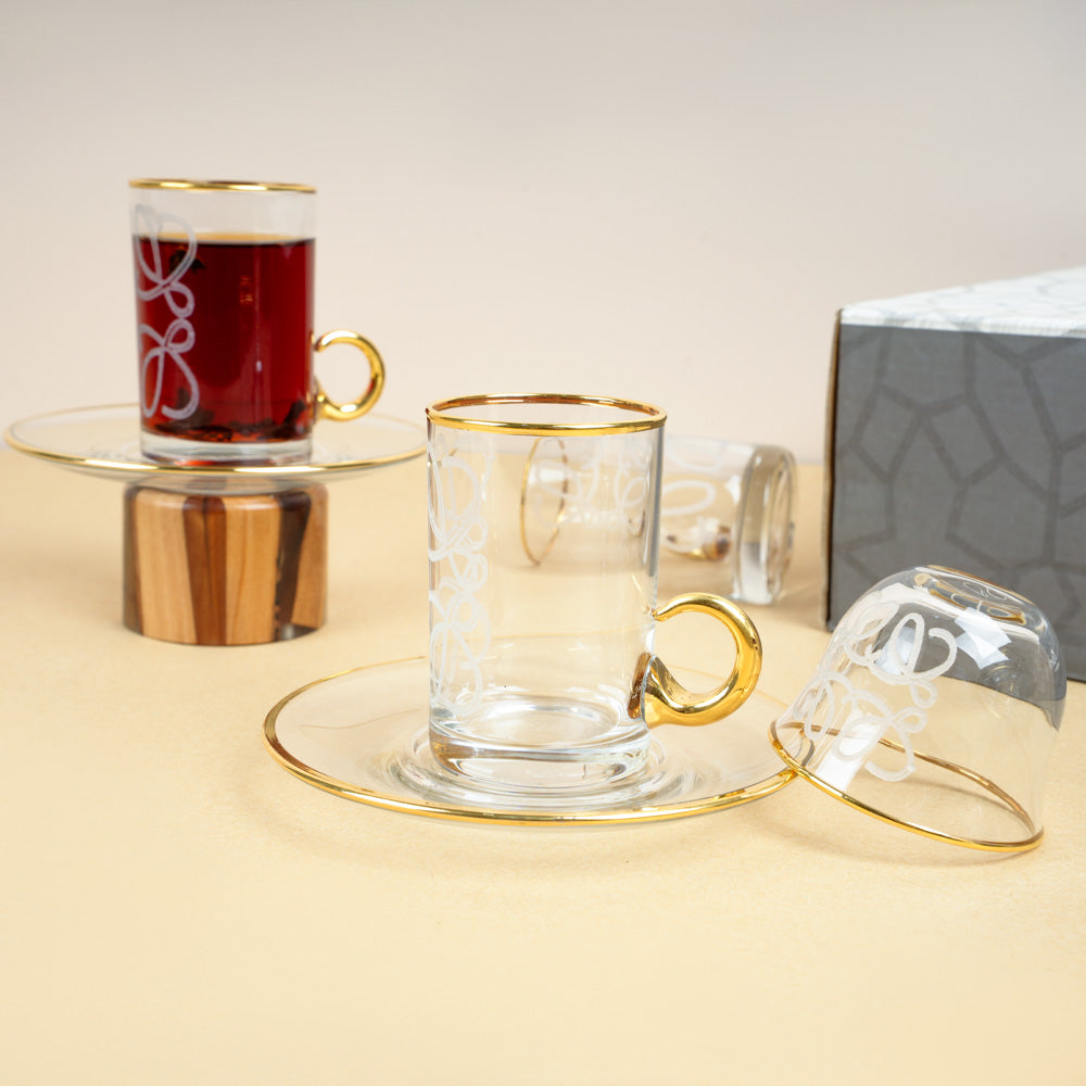 طقم استكانه 18 قطعه ذهبي