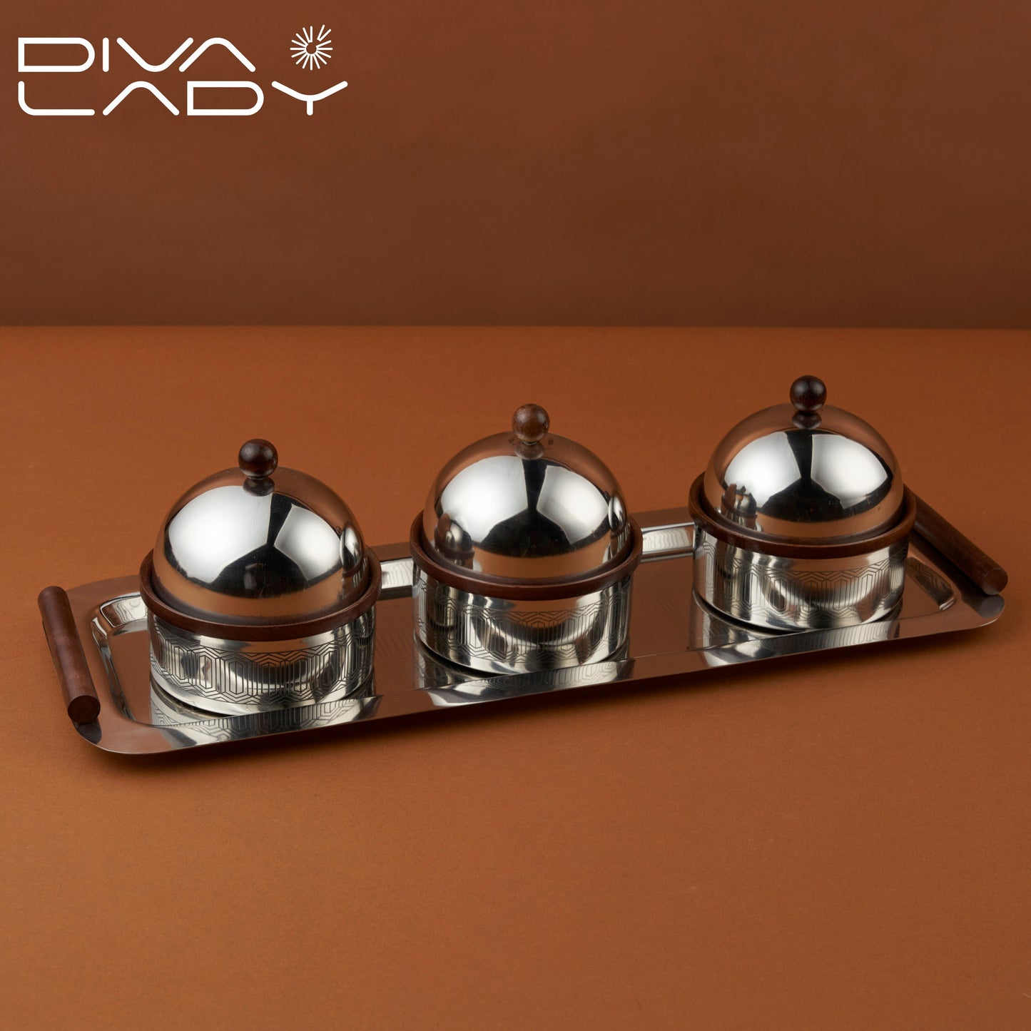 طقم تقديم استيل 4 قطع