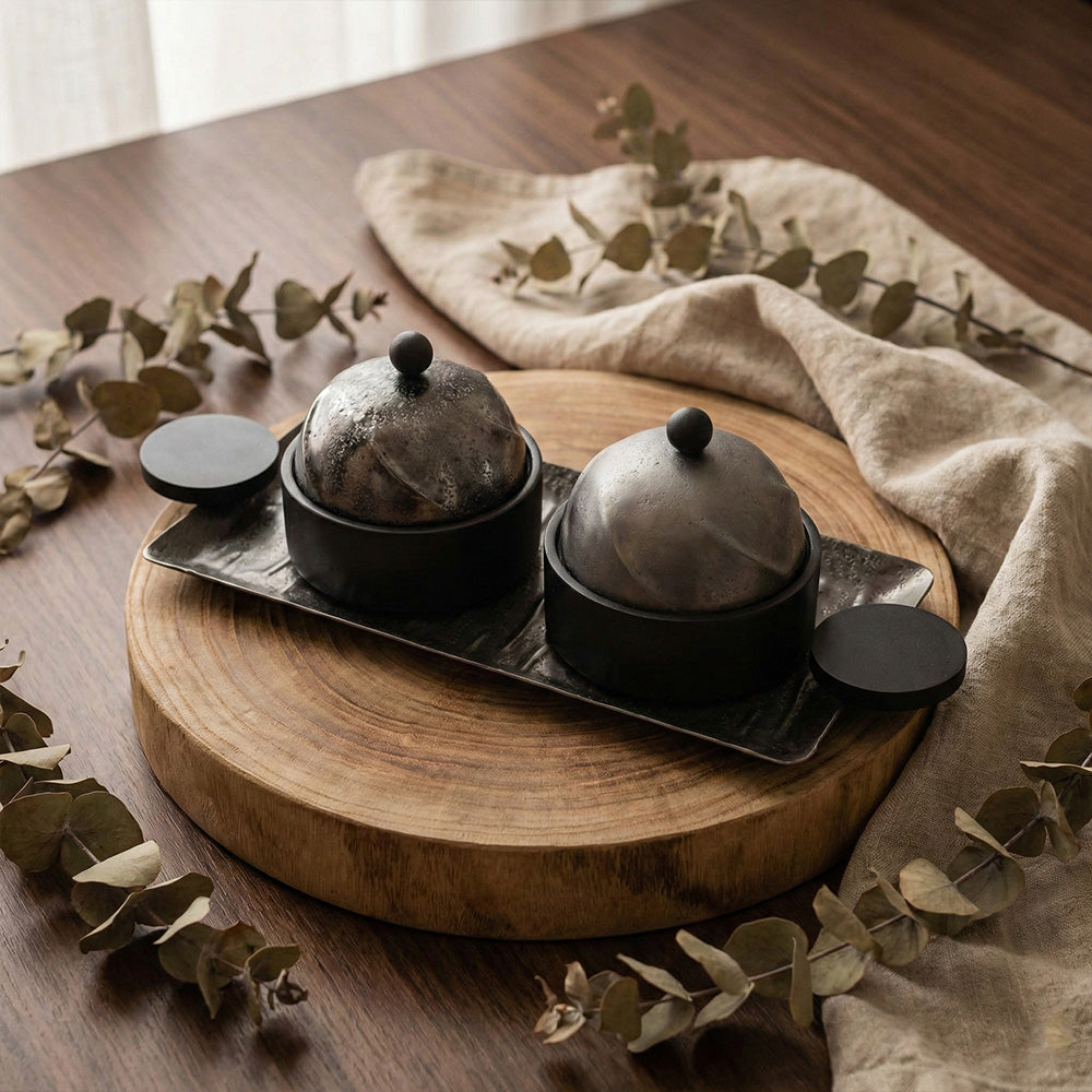 صينية تقديم مستطيلة مع وعائين Alkuwaity Al Awal الكويتي الأول