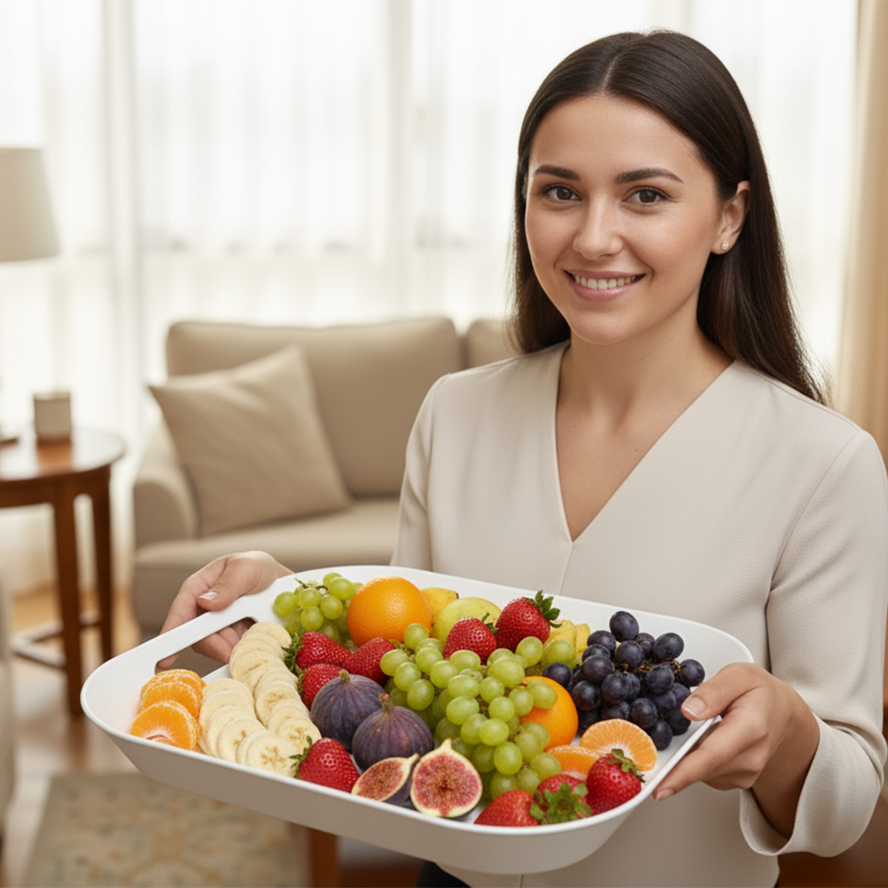 صينية تقديم بمقابض جانبية تصميم عصري