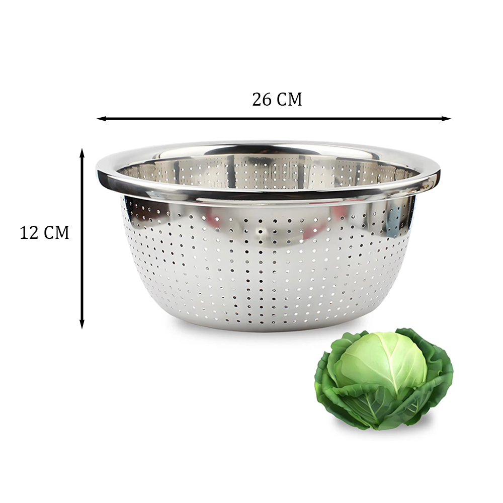 طقم مصفاة وحوض من الفولاذ المقاوم للصدأ (قطعتان)