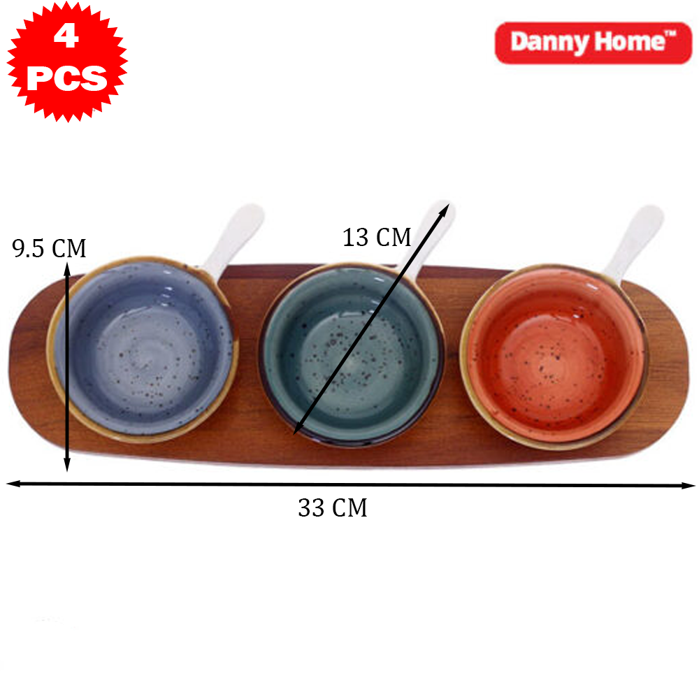 طقم تقديم ملون مع قاعدة خشبية Danny Home
