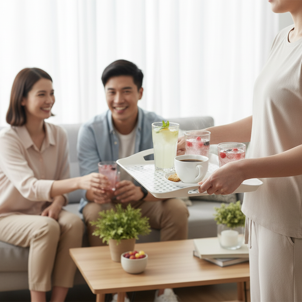 صينية تقديم بمقابض جانبية متوفر بمقاسين