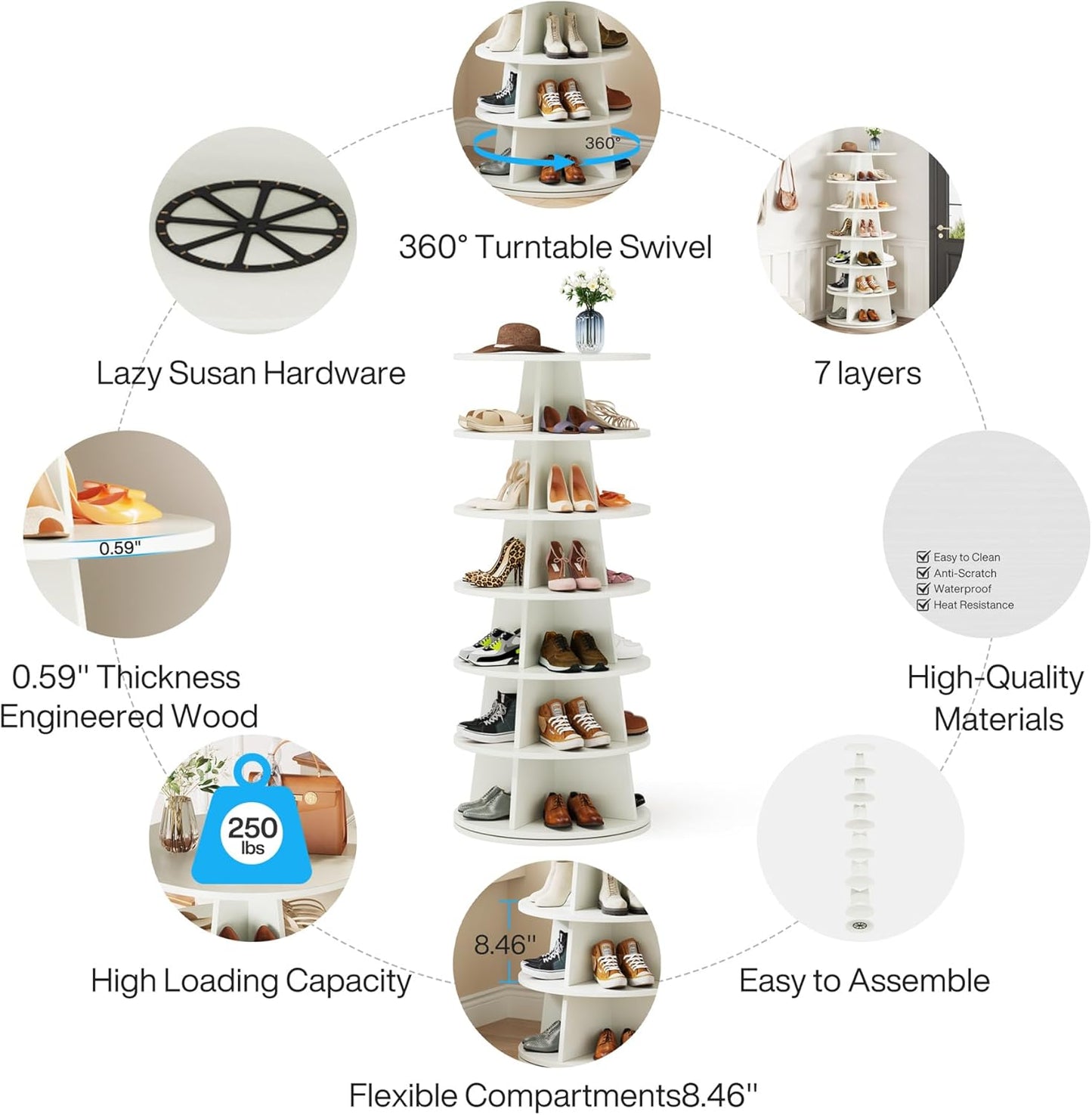 برج رفوف هرمي دوار للأحذية