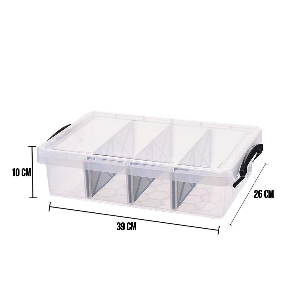 صندوق تخزين شفاف مع 4 فواصل