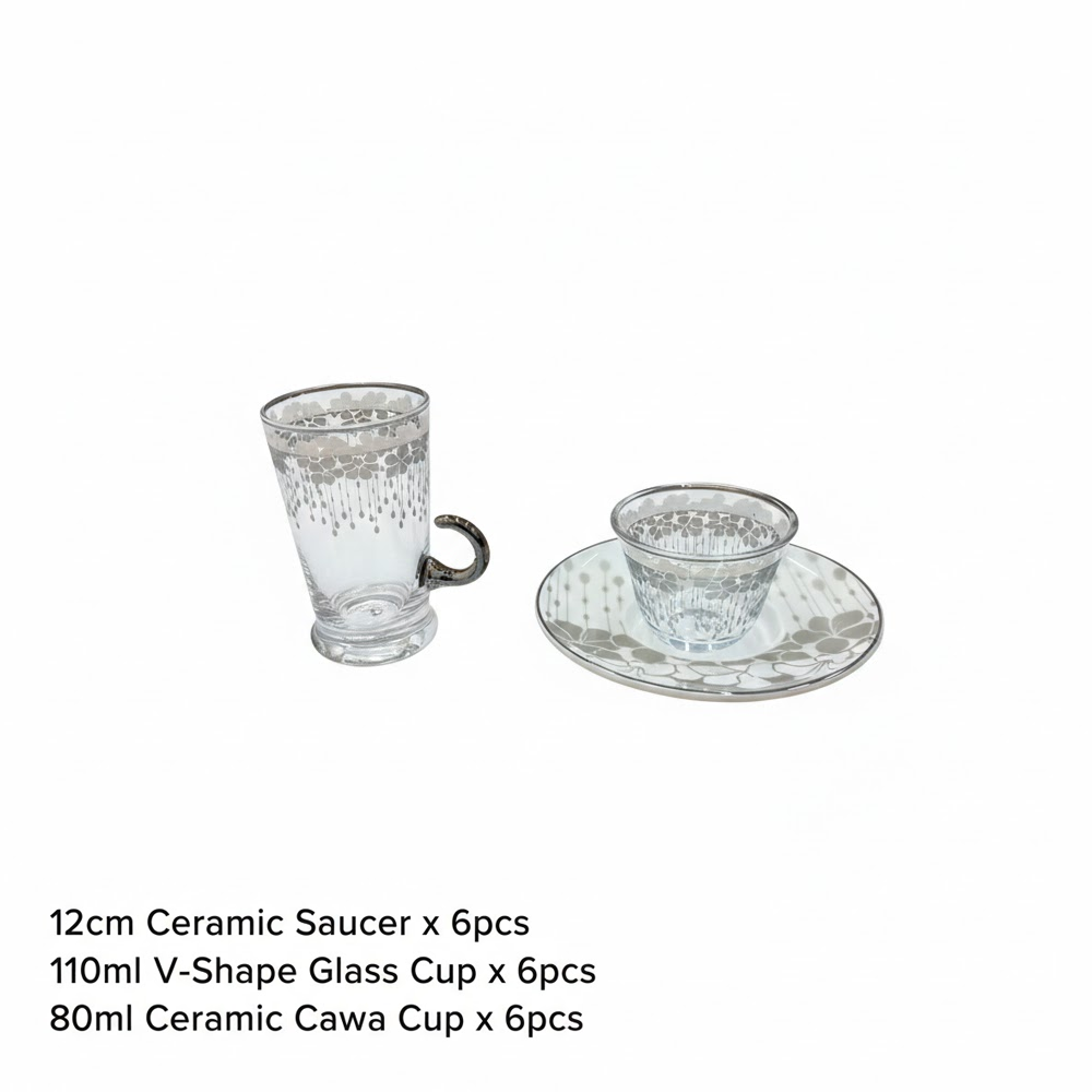 طقم استكانة وفنجان 18قطعة
