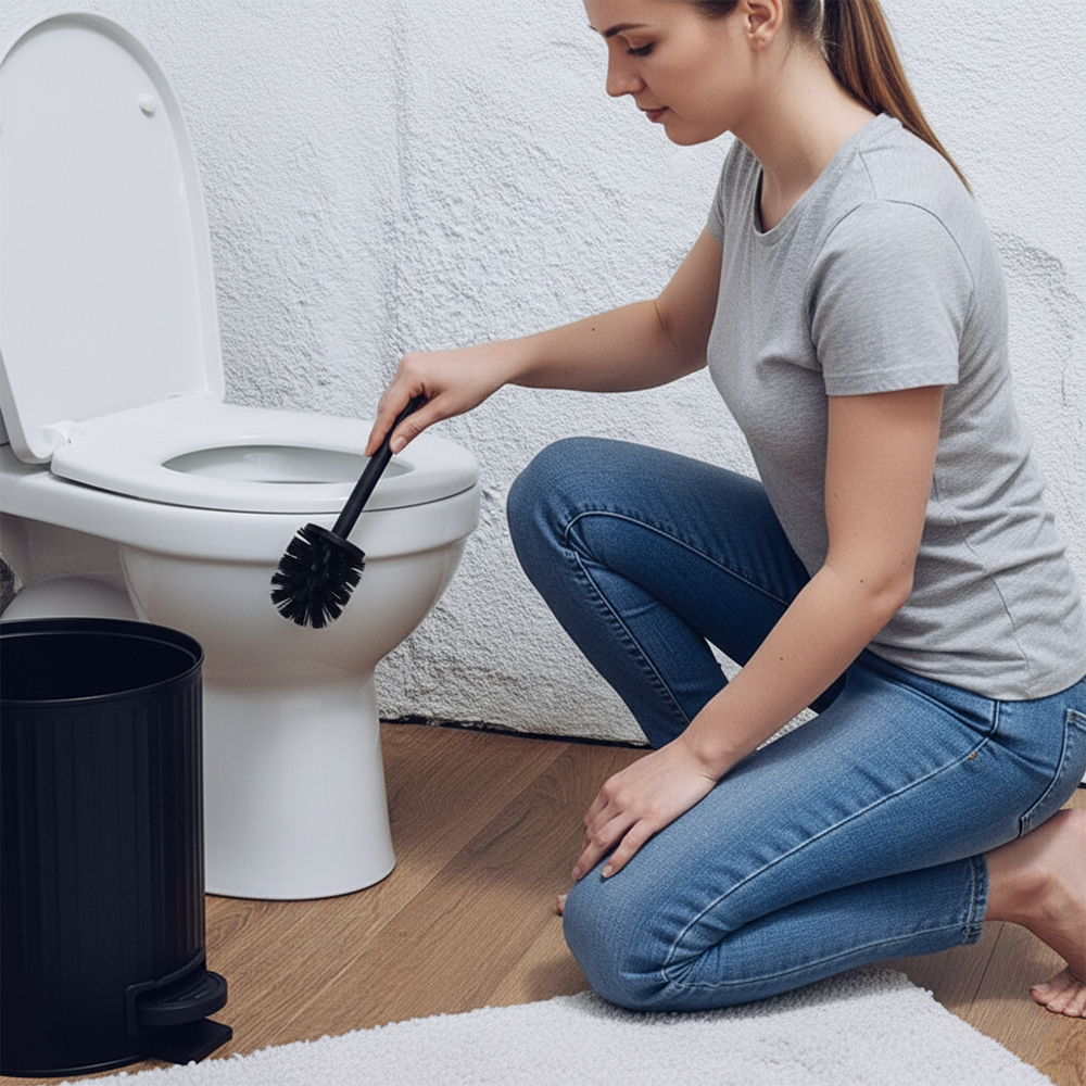 طقم سلة مهملات وفرشاة مرحاض