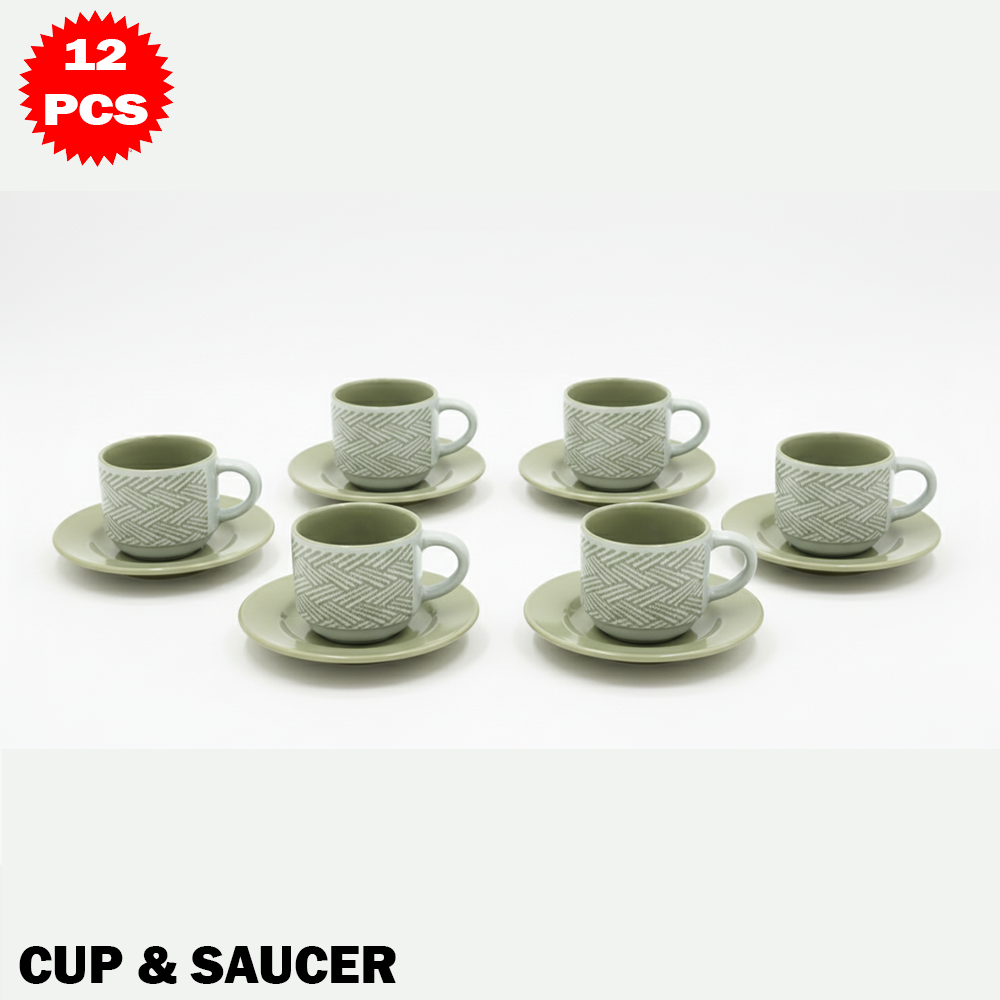 طقم فناجين مع صحون – 12 قطعة (80 مل)