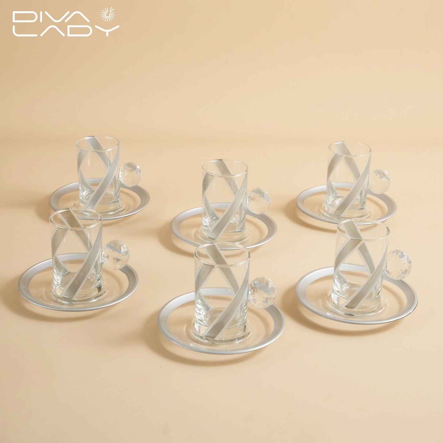 طقم استكانه وفناجين قهوة فضى - 18 حبة