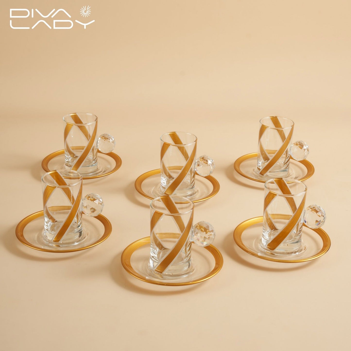 طقم استكانه وفناجين قهوة ذهبى- 18 حبة