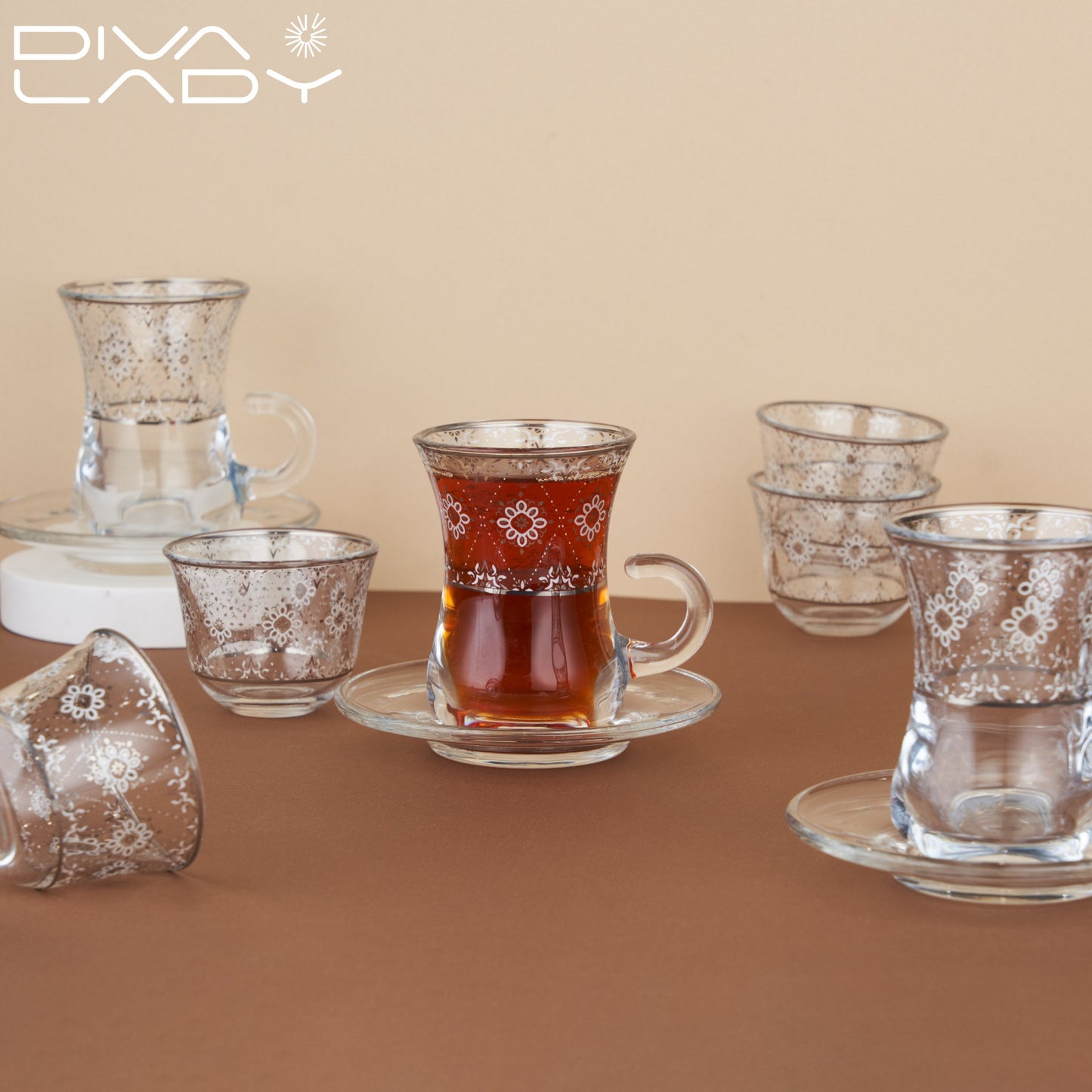 طقم استكانة وفنجان 18 قطعة Diva Lady