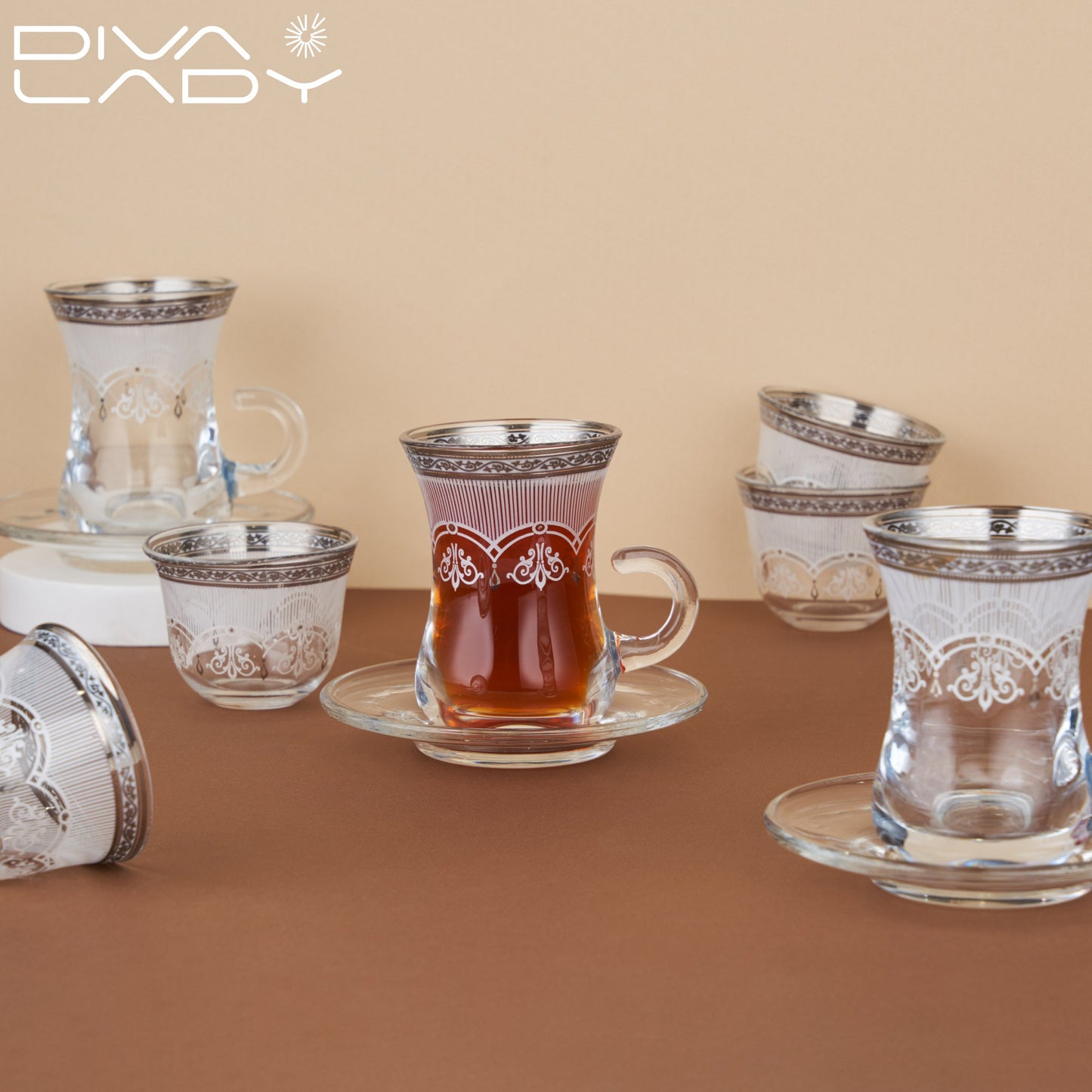 طقم استكانة وفنجان 18 قطعة Diva Lady