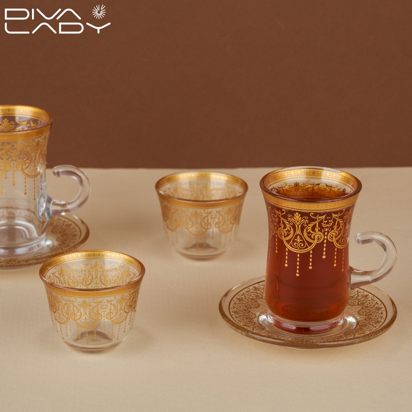 طقم استكانة وفنجان 18 قطعة