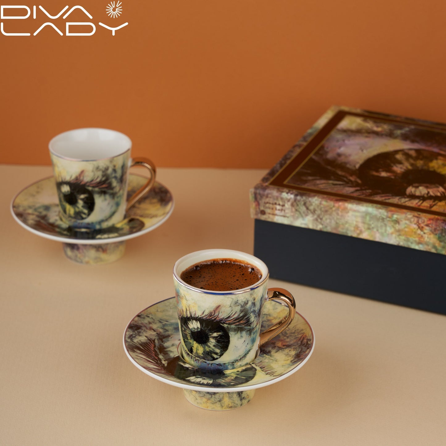 طقم فنجان قهوة تركى بنقشة عين Diva Lady