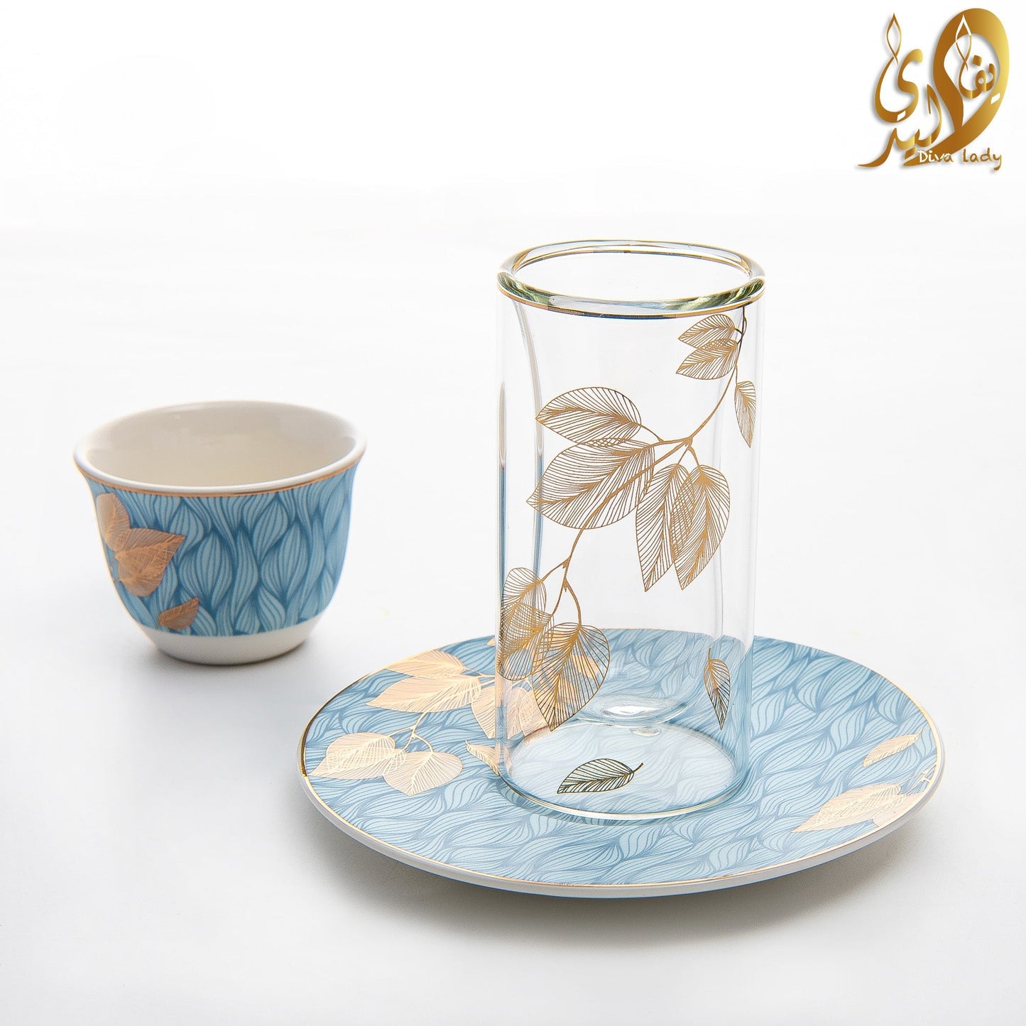 طقم استكانه دبل مع سكرية divaladyshop