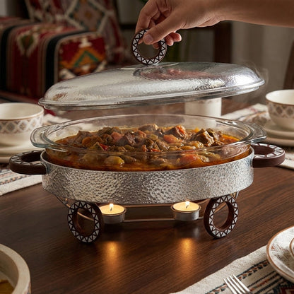 سخان طعام معدني مع طبق زجاجي 3 لتر