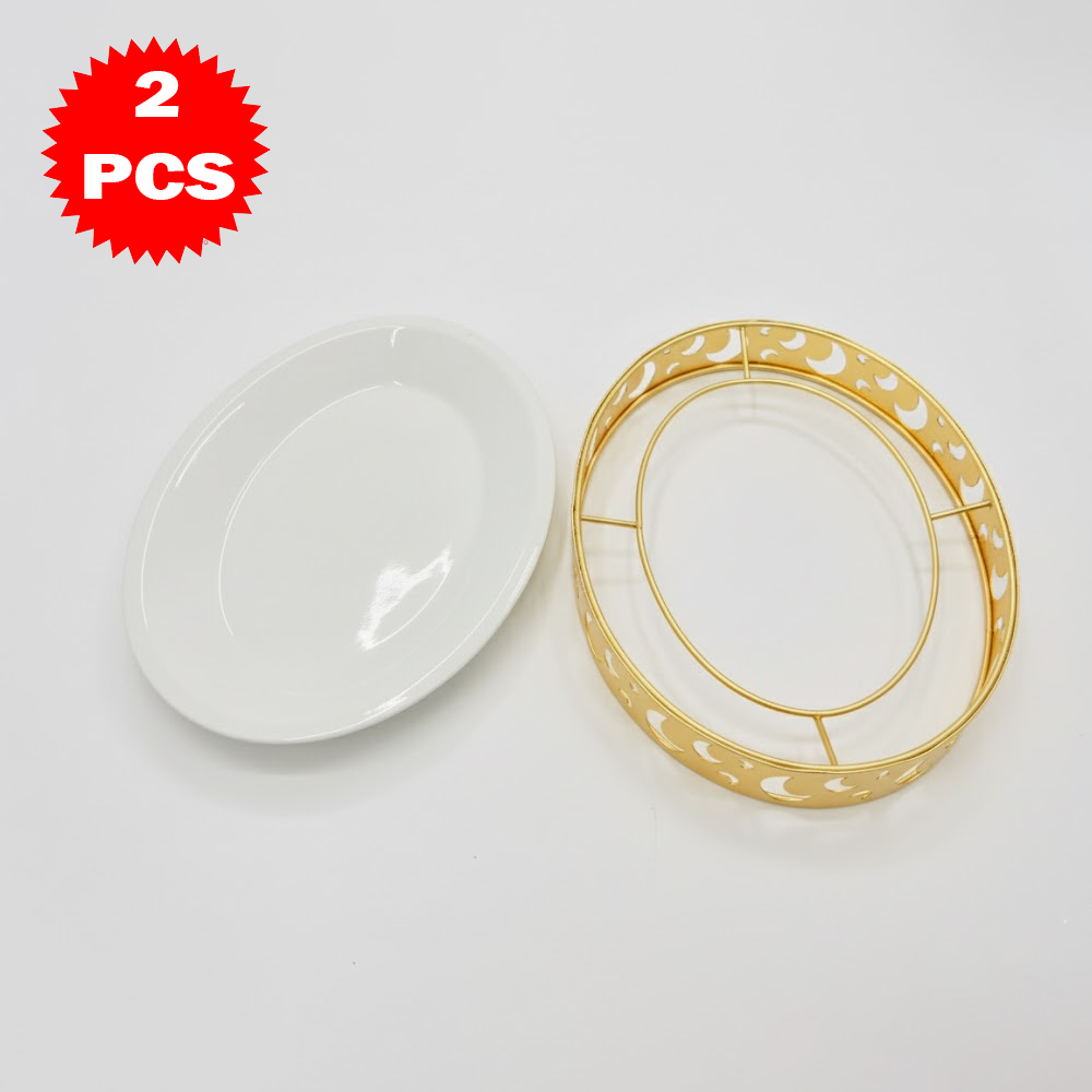 33x25 طبق تقديم صغير سيراميك مع حامل معدني