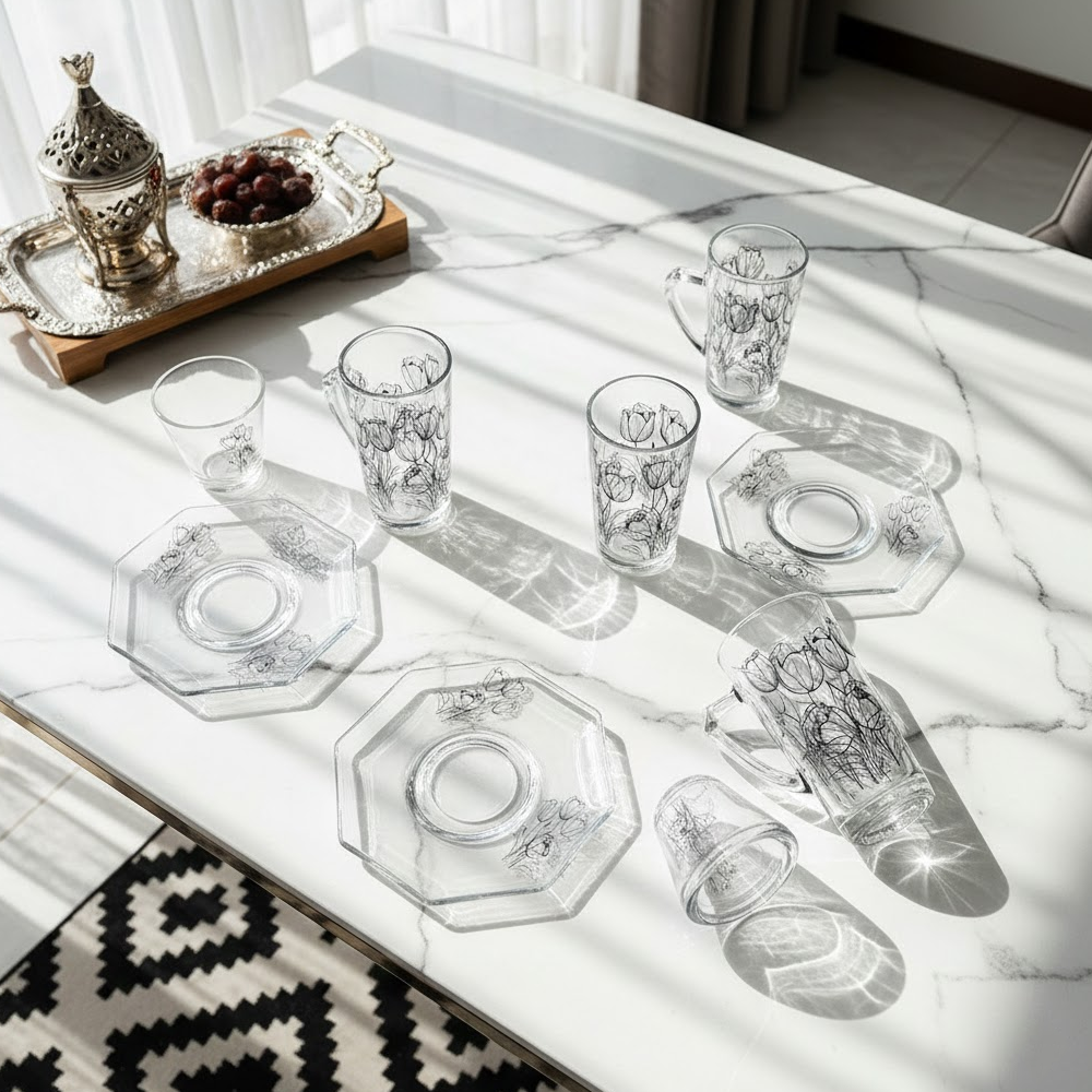 طقم استكانة وفنجان 18قطعة Diva Lady