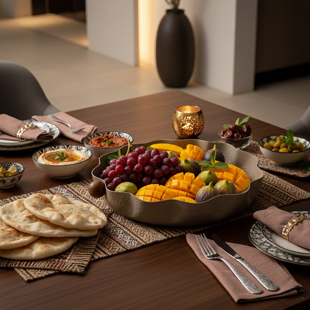 صينية تقديم معدنية كبيرة