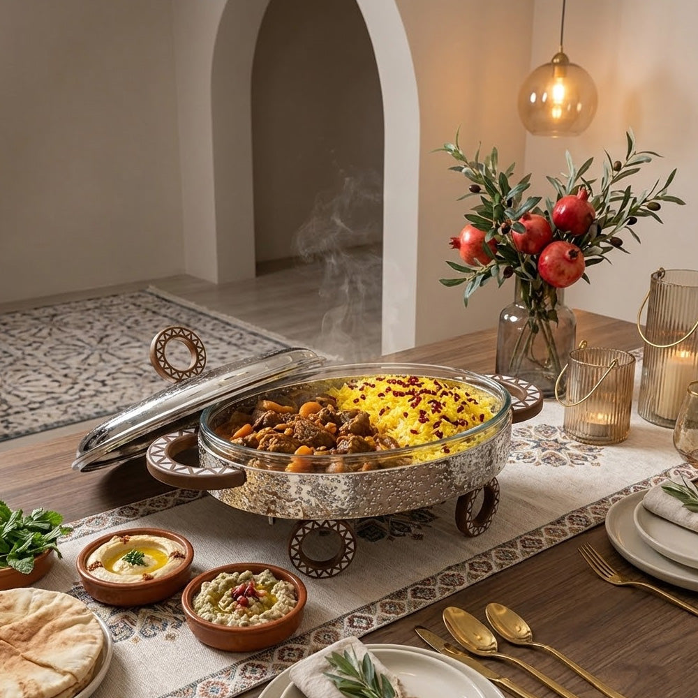 سخان طعام فولاذي مع غطاء زجاجي - 2.5 لتر