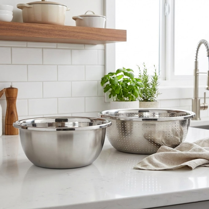 طقم مصفاة ووعاء ستانلس ستيل