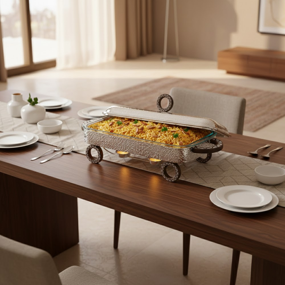 سخان تقديم طعام بغطاء زجاجي