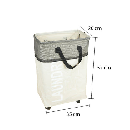 سلة غسيل قابلة للطي مع مقبض وعجلات، موديل: 2