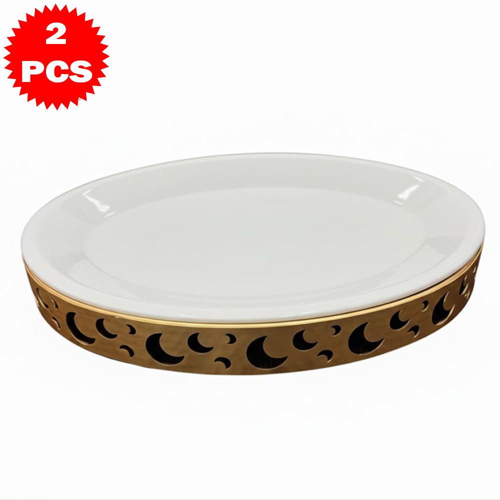 40x30 طبق تقديم وسط مع حامل معدني