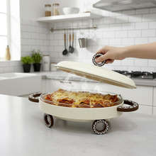 سخان طعام معدني مع طبق زجاجي 3 لتر