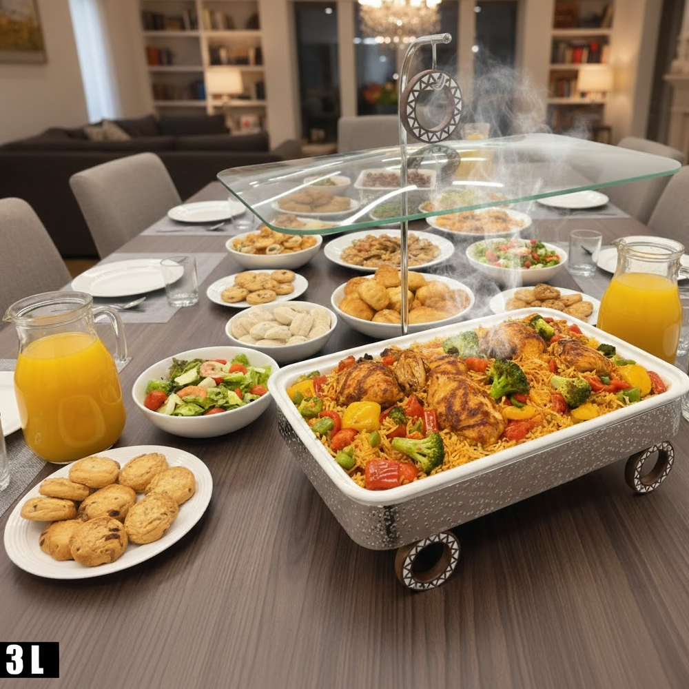 سخان طعام مع غطاء زجاجي علوي سعة 3 لتر