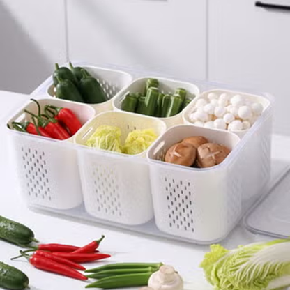 علبة حفظ وتنظيم الخضار مع سلة تصريف