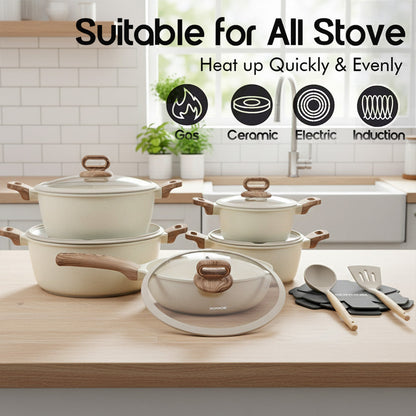 مجموعة أواني طهي جرانيتية غير لاصقة 15 قطعة