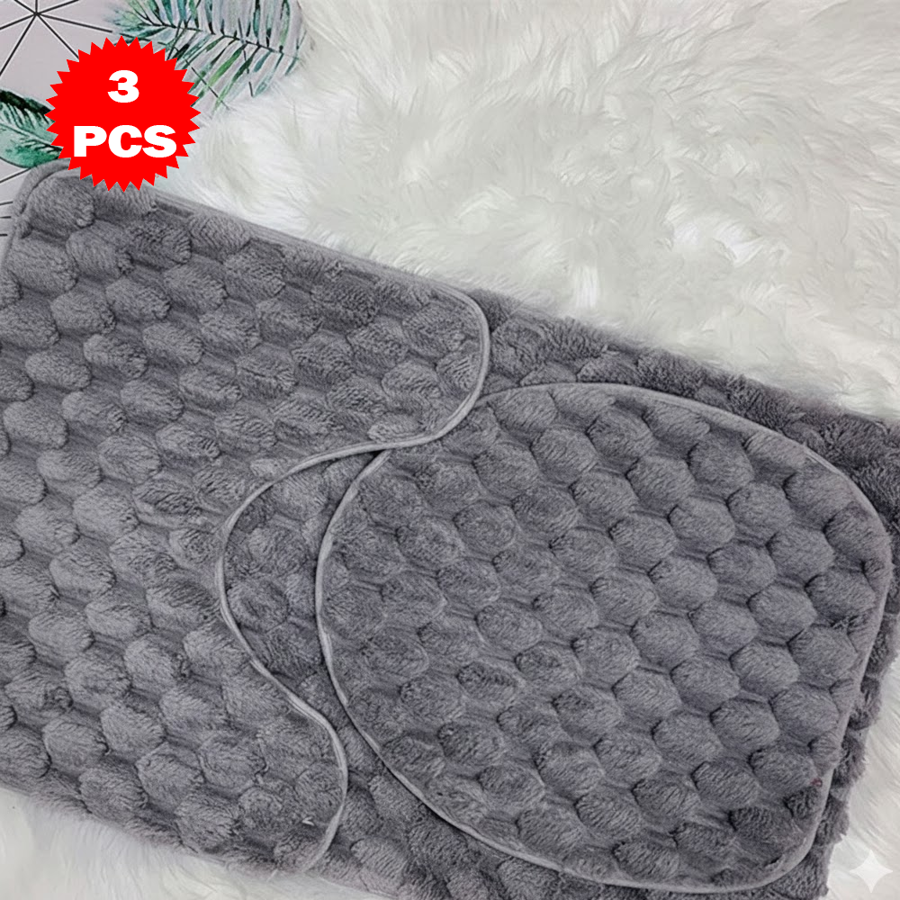 طقم سجاد حمام من 3 قطع مضاد للانزلاق