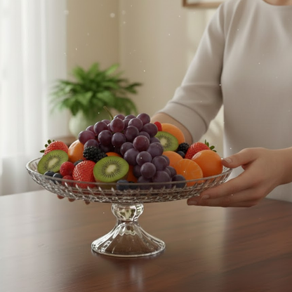 طبق تقديم زجاجي فاخر على قاعدة