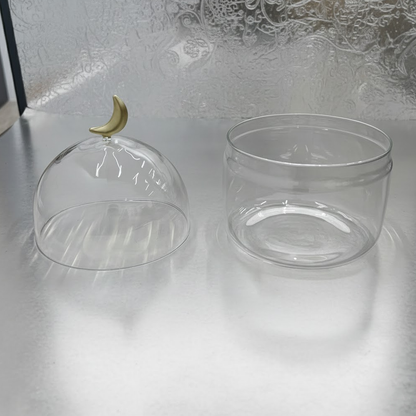 غرشة ضيافة زجاجية بغطاء هلال