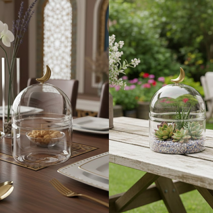 غرشة ضيافة زجاجية بغطاء هلال