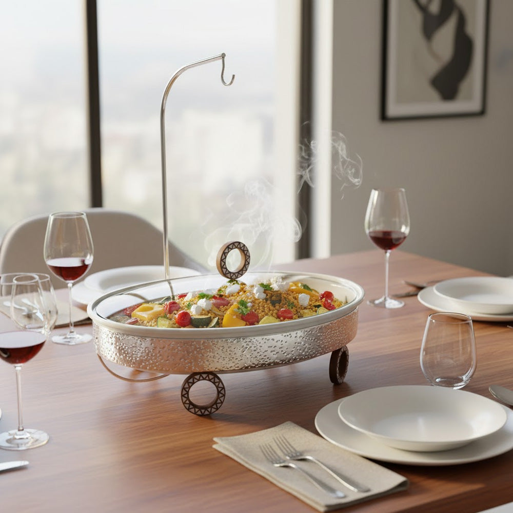 سخان بوفيه بيضاوي مع غطاء معلق