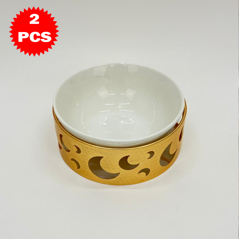 17CM طقم وعاء تقديم مع حامل معدني صغير