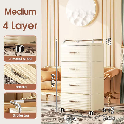 درج تخزين بلاستيكي فاخر حديث مع عجلات