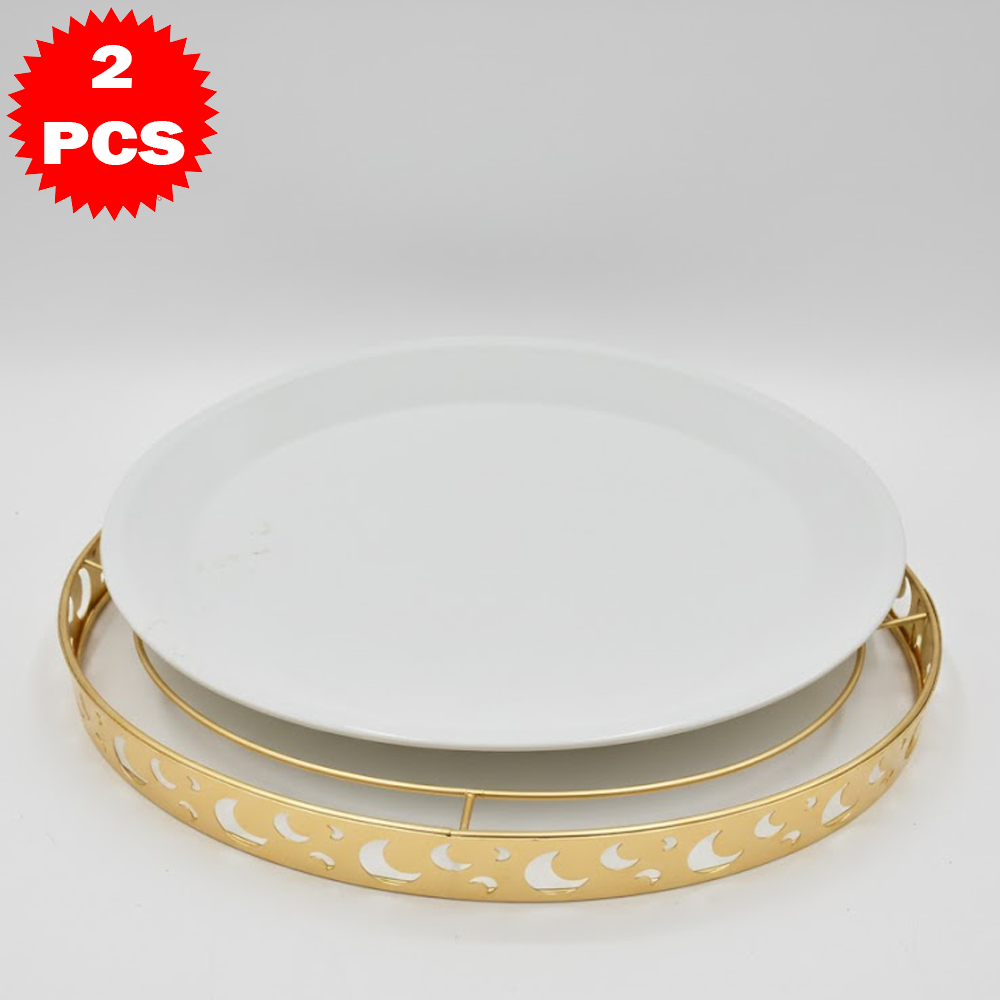 47x35 طبق تقديم كبير مع حامل معدني