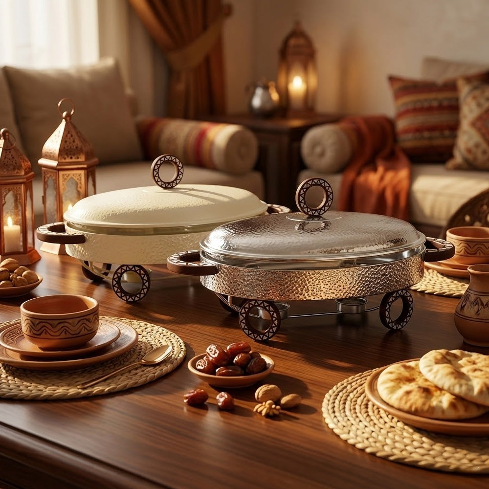 سخان طعام معدني مع طبق زجاجي 3 لتر