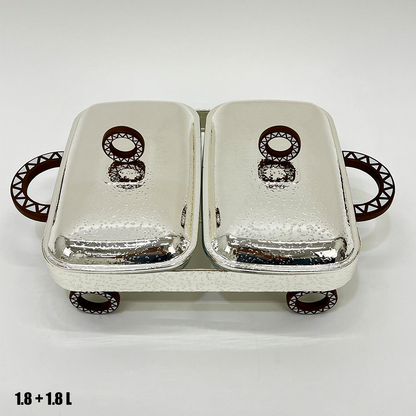 سخان طعام زجاجي مزدوج 1.8 + 1.8 لتر