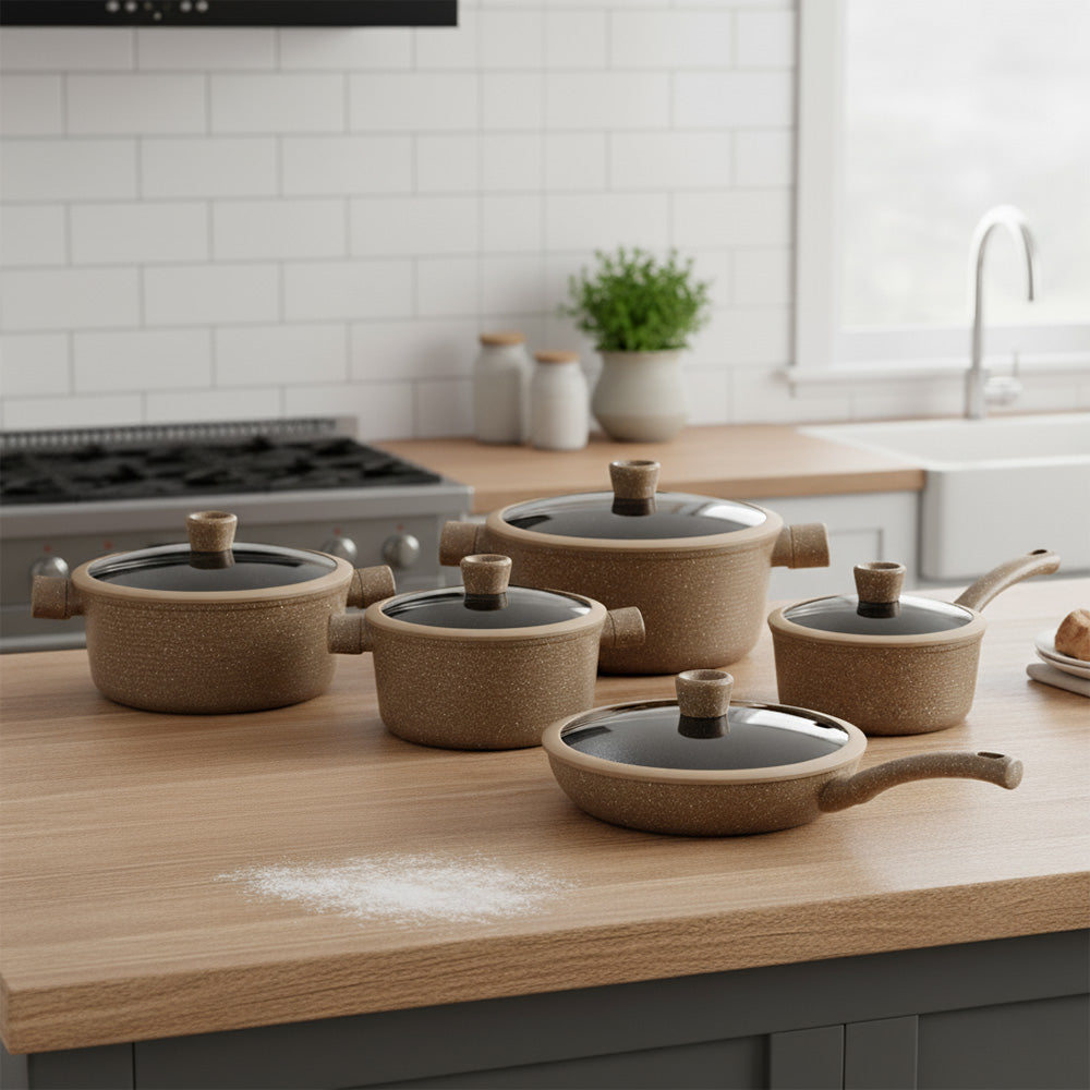 طقم أواني طهي جرانيت فاخر – ١٠ قطع